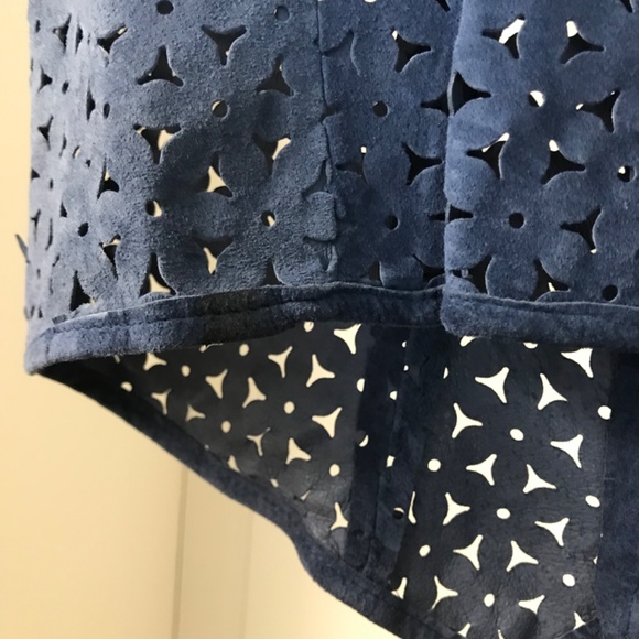 Vintage Danier Leather Suede Long High Waisted Pencil Skirt & Vest Blue M /10 - Picture 10 of 16